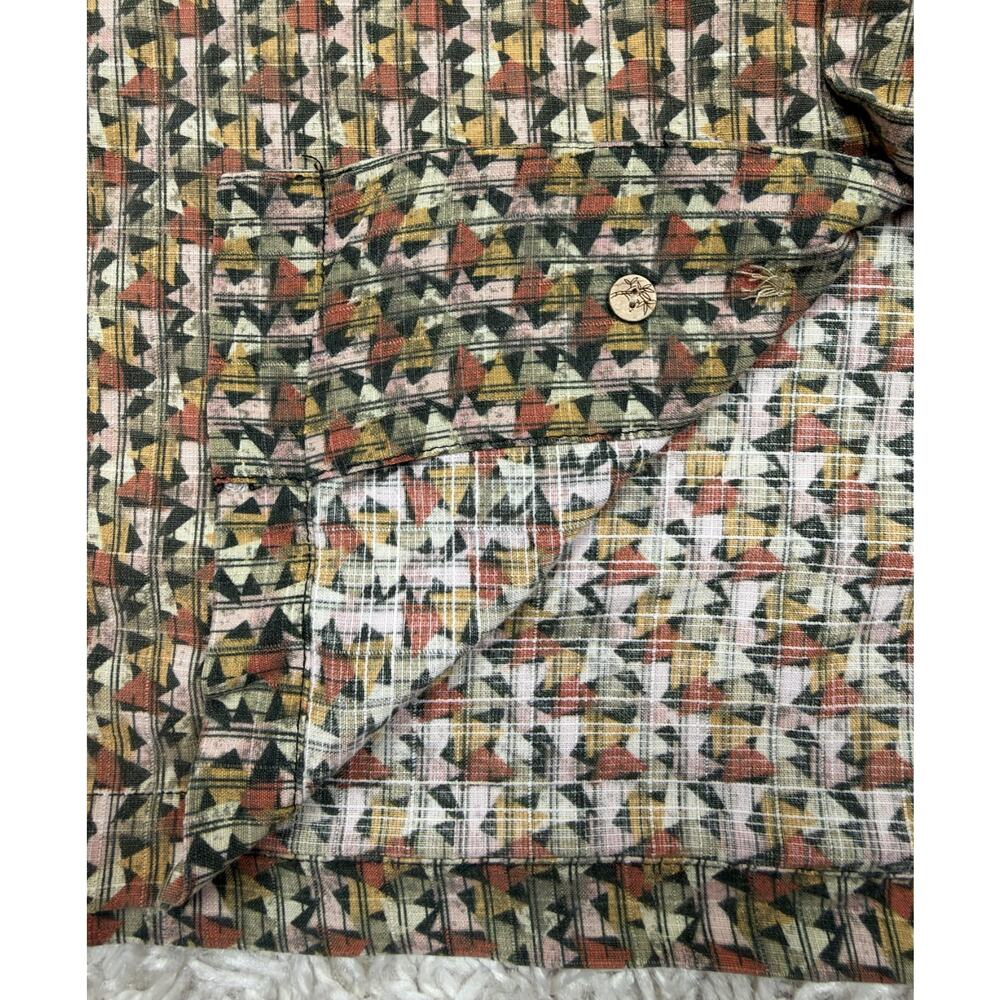 Pendleton Bamboo Shirt Mens Large Camp Collar Short Sleeve Geometric Aztec Brown - Picture 6 of 11